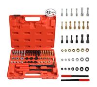 42PcsThread Chaser Repair Set, Thread Cleaning Tool Fractional and Metric Thread Restorer Kit with 21PCS Rethreading Dies, 19PCS Rethreading Taps & 2 SAE Thread Files Rethread Repair Tool