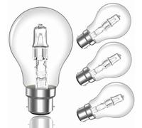 42W B22 BC Bayonet Light Bulbs, Globe A55 B22d Bayonet Cap Light Bulb Dimmable 650LM Warm White 2700K, B22 Classic Clear GLS Light Bulbs for Chandelier, AC220-240V, Pack of 4