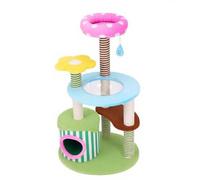 43.3 Inches Kitty Climbing Frame, Indoor Cat Tree Tower, Modern Wood Pussy Trees with Scratching Posts, Activity Center Play House for 1 3 Cats