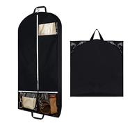 43.3" Long Dress Garment Bag with Pockets Waterproof Dustproof Hanging Clothing Cover for Wedding Gowns Suits and Formal Wear Foldable Storage Bag for Closet and Travel for Storage and Travel (Black)