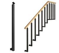 43.3" Metal Stair Balusters - Modern Rectangle Guardrail for Indoor & Outdoor Use with Installation Kit(Black,85CM/33.5IN)