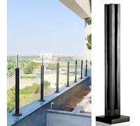 43.3in Black Matte Glass Railing Post - Corner Post for 10-12mm Glass - Stainless Steel 304 Staircase il System with Durable Rubber Balusters - Modern & Stylish Design