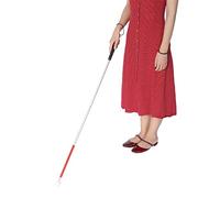 43.3in Folding Walking Stick, Portable Blind Cane Reflective Red and White Aluminium Alloy Anti Shock Guide Walking Stick in High Elastic Rope for Vision Impaired and Blind People