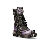 (43) NEW ROCK M-591-S5 PURPLE FLAME Black Leather Shoes
