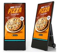 43" Outdoor Digital Customer Stopper, Digital Signage Display with Rechargeable Battery, 2000 Nits High Brightness LCD, IP65 Waterproof Movable Poster Stand with Wheels, for Food Trucks & Retail