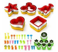43 Pack Sandwich Cutters for Children, Cookie Cutters for Kids, Cute Bento Lunch Box Mold Supplies, Stainless Steel Vegetable Fruit Shape Cutter with 30 Fruit Animal Picks for Baking Parties School