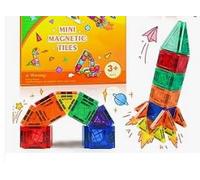 43 Pcs Mini Travel Magnetic Tiles Set, Toys for 3 4 5 6 Year Old Boys Girls, Plane Activities for Kids, Toddlers Learning Toys Magnetic Blocks Building Travel Toys Birthday Gift for Kids