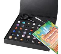 43-Piece Geode Kit, Geology Science Kit for Youth Adults, Includes Crystals, Minerals, Magnifying Glass, and Storage Box, Perfect for Rock Collecting and Educational Exploration