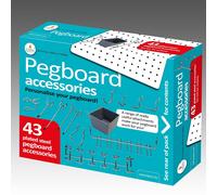 43 Piece Pegboard Accessory Pack - Metal Rail, Hook & Bin Fittings mysmartbuy Silver One Size