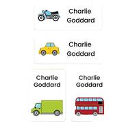 43 x Mixed Pack No Iron Personalised Stick On Waterproof Washable Name Labels Clothes, School Uniform, Equipment, Shoes and More. School, Nursery, Day Care, Hospital - Transport