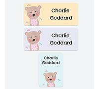 43 x No Iron Personalised Stick On Waterproof Washable Name Labels Great for Clothes, School Uniform, Equipment, Shoes. School, Nursery, Day Care, Hospital - Dotty Bear Spots