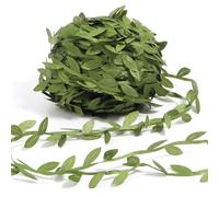 43 Yards Green Leaf Ribbon - Fade-Proof Fabric Vine Leaf Trim for Wedding Decor, DIY Crafts, Wreath Making, Party Backdrops & Home Decoration（131.2Ft）
