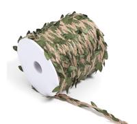 43 Yards Natural Jute Burlap Leaf Ribbon - Fade-Proof Burlap Vine Leaf Trim for Rustic Wedding Decor, DIY Crafts, Wreath Making, Gift Wrapping & Farmhouse Home Decoration (131.2Ft)