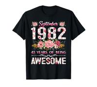 43 Year Old Floral September 1982 43rd Birthday Gifts Women T-Shirt