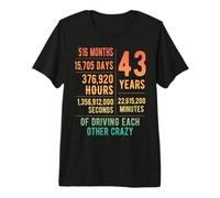 43 Years Married Funny 43rd Wedding Anniversary Premium T-Shirt