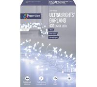Premier Decorations UltraBrights Multi-Action Garland with Timer 430 LED - White