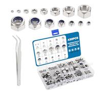 430 Pcs Nuts and Bolts Assortment Set, Lock Nut, Carbon Steel Locknuts for Screws, Thread Hexagon Nut for Bolts, Anti-Loose Insert Nutss, M2 M3 M4 M5 M6 M8 M10 M12