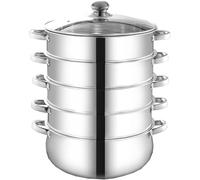430 Stainless Steel,3-Layer Composite Pot Bottom,Steamed Seafood, Buns,stewed Chicken Soup(38cm)