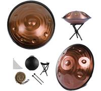 432/440 Hz Handpan Steel Drum, Hand Pan Drum Percussion, 9/10/12 Notes 22 Inch In D Minor With Handpan Case, Drumsticks,stand, Cleaning Cloth, Woven Rope(Spiral,9-Note (440Hz))