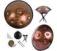 432/440 Hz Handpan Steel Drum, Hand Pan Drum Percussion, 9/10/12 Notes 22 Inch In D Minor With Handpan Case, Drumsticks,stand, Cleaning Cloth, Woven Rope(Spiral,10-Note (440Hz))