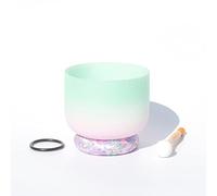 432 Hz 8/10/12 Inch Note C/D/E/F/G/A/B Frosted Crystal Singing Bowl With Rubber Hammer And Silk Brocade Cushion, Gift For Yoga Meditation Zen,Green,F Note,12Inch