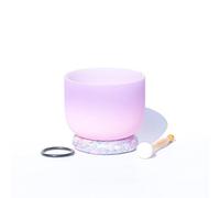 432 Hz 8/10/12 Inch Note C/D/E/F/G/A/B Frosted Crystal Singing Bowl With Rubber Hammer And Silk Brocade Cushion, Gift For Yoga Meditation Zen,Purple,B Note,10 Inch