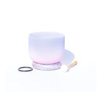 432 Hz 8/10/12 Inch Note C/D/E/F/G/A/B Frosted Crystal Singing Bowl With Rubber Hammer And Silk Brocade Cushion, Gift For Yoga Meditation Zen,Indigo,A Note,12Inch