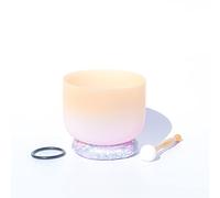 432 Hz 8/10/12 Inch Note C/D/E/F/G/A/B Frosted Crystal Singing Bowl With Rubber Hammer And Silk Brocade Cushion, Gift For Yoga Meditation Zen,Orange,D Note,10 Inch