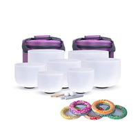 432 Hz Chakra Set of 7 Crystal Singing Bowls 6-12/8-14 inch with Heavy Duty Carrying Cases and Singing Bowl Mallet and Silk Brocade Cushion (Size : 432 hz8-14inch 7pcs)