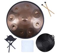 432 Hz Handpan Steel Drum 9 Notes With Handpan Stand, Handpan Case, 22 Inch ''Gold Performer'' D Minor, Support Handle (Gold)