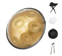 432 Hz Handpan Steel Drum, Golden Handpan Drum Percussion, 9/10/12/14 Notes 22 Inch ''Gold Performer'' In D Minor With Soft Handpan Case, Durable Handpan Stand And Dust-Free Cloth (Color : Gold, Siz