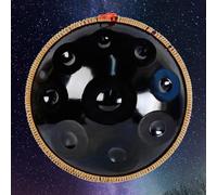 432 Hz Handpan Steel Drum, Golden Handpan Drum Percussion, 9/10/12/14 Notes 22 Inch ''Gold Performer'' In D Minor With Soft Handpan Case, Durable Handpan Stand And Dust-Free Cloth(Black,14Notes)