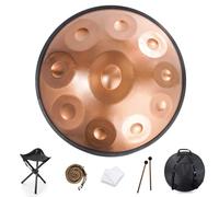 432 Hz Handpan Steel Drum, Golden Handpan Drum Percussion, 9/10/12/14 Notes 22 Inch ''Gold Performer'' In D Minor With Soft Handpan Case, Durable Handpan Stand And Dust-Free Cloth (Color : Gold, Siz