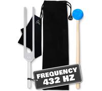 432 Hz Tuning Fork with Hammer Silicone - Medical DNA Repair Stress, Sound therapy Tool - Tune of Musical Instrument - Aluminum Healing Fork for Balancing, Vibration with Bag and Cleaning Cloth