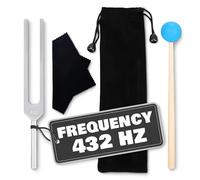 432 Hz Tuning Fork with Hammer Silicone - Medical DNA Repair Stress, Sound therapy Tool - Tune of Musical Instrument - Aluminum Healing Fork for Balancing, Vibration with Bag and Cleaning Cloth