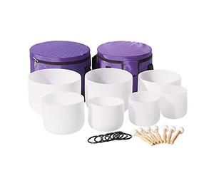 432Hz/440Hz 6-12in Set Of 7 PCS Crystal Singing Bowl, With Carrying Case, Suede Striker, Rubber Mallet & O-ring, For Meditation, Sound Healing, Yoga (Size : 432Hz)