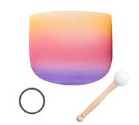 432Hz/440Hz Colored Frosted Quartz Crystal Singing Bowls 8/10/12 Inch For Holistic Healing, Stress Relief, Meditation & Relaxation,E Solar,440Hz8’’