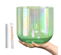 432Hz/440Hz Green Clear Cosmic Light Alchemy Bowl,Cosmic Light Clear Quartz Crystal Singing Bowl For Sound Healing And Meditation, Prayer, Stress Reduction, Gift,D Note-6In 432Hz