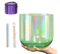432Hz/440Hz Green Clear Cosmic Light Alchemy Bowl,Cosmic Light Clear Quartz Crystal Singing Bowl For Sound Healing And Meditation, Prayer, Stress Reduction, Gift,E Note-7In 432Hz+Bag