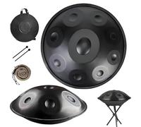 432Hz/440Hz Hand Drum, 22 Inch D Minor Steel Tongue Drums Percussion Instrument, Handpan Drum Sets, For Meditation Yoga Sound Healing Music Therapy(Black,12 notes(432HZ))