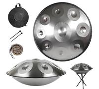 432Hz/440Hz Hand Drum, 22 Inch D Minor Steel Tongue Drums Percussion Instrument, Handpan Drum Sets, For Meditation Yoga Sound Healing Music Therapy(Silver,12 notes(440HZ))