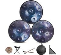 432Hz/440Hz Hand Pan Drum, 9/10 / 12 Note Handpan Instrument Handpan Drum For Adults And Kids, 22 Inch Steel Tongue Drum, Steel Hand Pan Percussion Instruments For Musical Education Yoga(BLUE-9 NOTES,