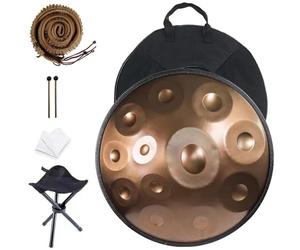 432hz /440hz Hand Pan Steel Handpan Drum 22'' 9/10/12 Notes Handpan Instrument In D Minor With Soft Hand Pan Bag,Stand,For Sound Healing, Personal Meditation,Yoga(Color:Gold,Size:12 Notes(432HZ))