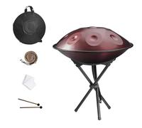 432Hz/440hz Handpan Drum for Adults, Steel Hand Pan Percussion Instruments 9/10/12 Notes 22 Inches Hand Drum D Minor with Stand Soft Bag Mallets for Yoga, Performances(Purple,440HZ/9Note)