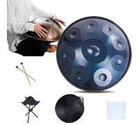 432Hz/440Hz Handpan Drums, 9/10/ 12 Notes Steel Tongue Drum Instrument For Beginners And Professionals, 22 Inch Hand Pan Drum With All Accessories (Size : 440Hz, Color : BLUE_9 NOTES)