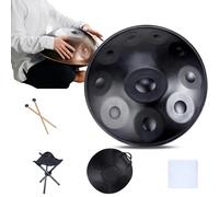 432Hz/440Hz Handpan Drums, 9/10/ 12 Notes Steel Tongue Drum Instrument For Beginners And Professionals, 22 Inch Hand Pan Drum With All Accessories (Size : 432Hz, Color : BLACK_10 NOTES)