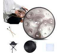432Hz/440Hz Handpan Drums, 9/10/ 12 Notes Steel Tongue Drum Instrument For Beginners And Professionals, 22 Inch Hand Pan Drum With All Accessories,SILVER_12 NOTES,432Hz