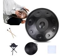 432Hz/440Hz Handpan Drums, 9/10/ 12 Notes Steel Tongue Drum Instrument For Beginners And Professionals, 22 Inch Hand Pan Drum With All Accessories (Size : 432Hz, Color : BLACK_9 NOTES)