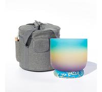 432Hz/440Hz Rainbow Crystal Singing Bowl C/D/E/F/G/A/B Note With Heavy Duty Carrying Case+Silk Brocade Cushion Gift For Yoga Meditation Therapy,G Throat,432Hz10’’