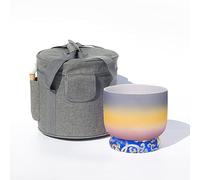 432Hz/440Hz Rainbow Crystal Singing Bowl C/D/E/F/G/A/B Note With Heavy Duty Carrying Case+Silk Brocade Cushion Gift For Yoga Meditation Therapy,A Third,Eye,440Hz8’’